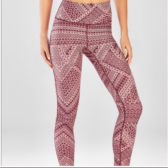 Fabletics Pants - Fabletics lace capris pink and burgundy leggings